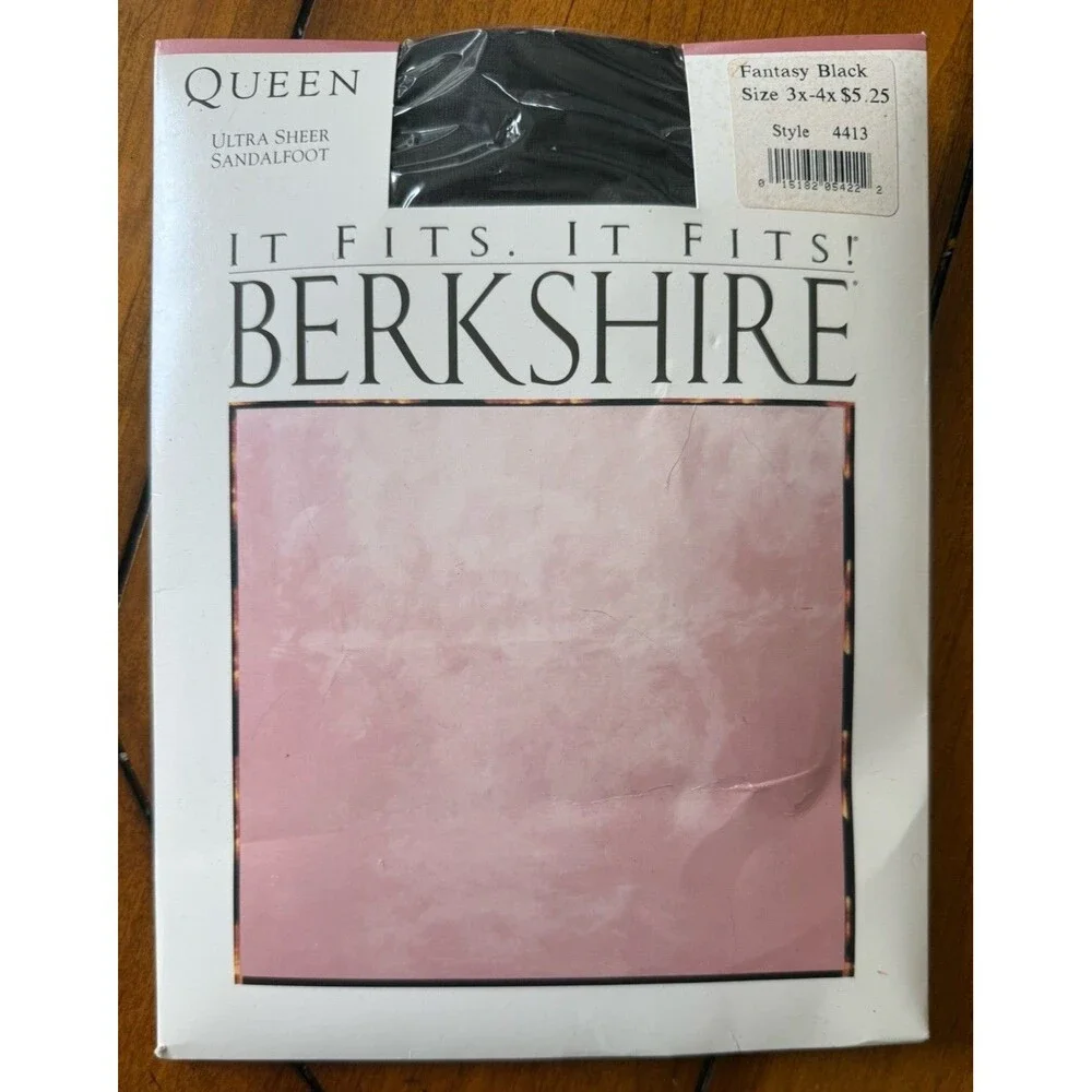 Berkshire Ultra Sheer Queen Pantyhose Sandle Foot Fantasy Black 3X-4X Style 1433